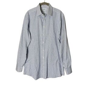 Charles Tyrwhitt Mens Extra Slim Fit Non Iron Dress Shirt 16.5 35 Blue Plaid